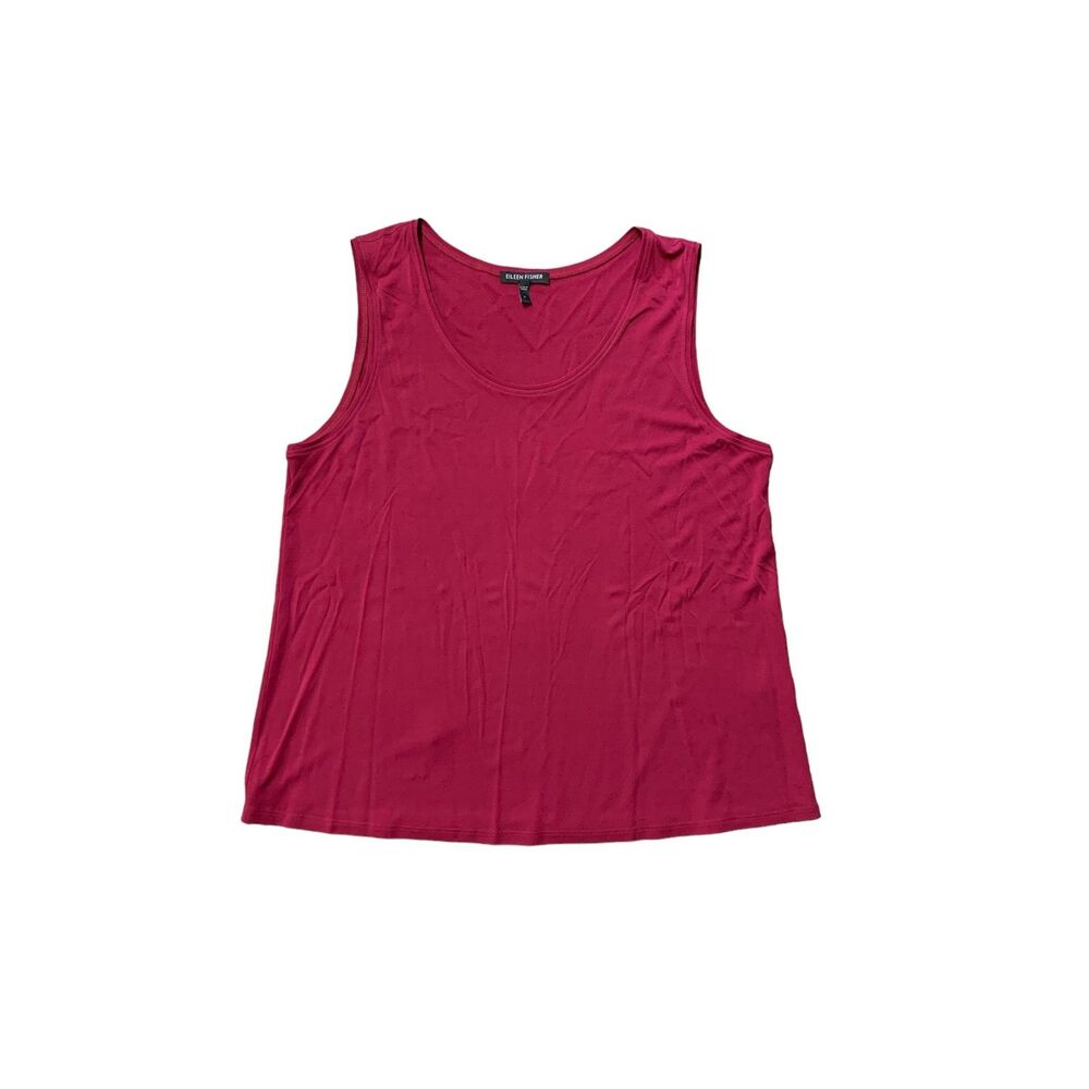EILEEN FISHER, Women's Red 100% Silk Blouse Top, Large, Used
